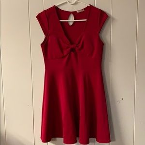 Red lamp dress with keyhole.